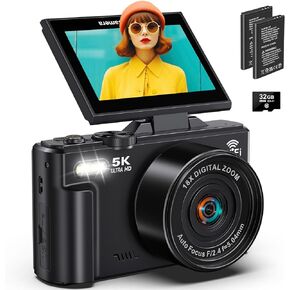 الكاميرات الرقمية للتصوير الفوتوغرافي 5K - 72 ميجابكسل كاميرا Vlogging لـ YouTube WiFi - UHD Autofcus Vlog Camera 3 "