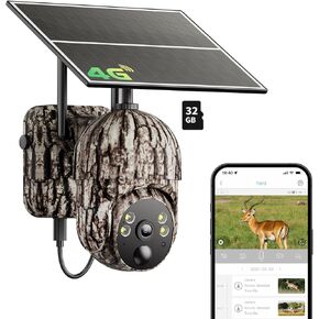 4G LTE Cellular Trail Cameras, Unlimited Data Plan, 2K HD 360°Full View Game Camera with Solar Power, Security Camera with Motion Activated, Built-in SIM Card, IP65 Waterproof