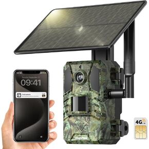SEHMUA Trail Camera Cellular Trail Cameras 2.7K Live Streaming 4G LTE Cellular Gen 3rd Solar Powered Game Camera Remote Phone Access Playback Motion Activated 0.2s Trigger Time Green