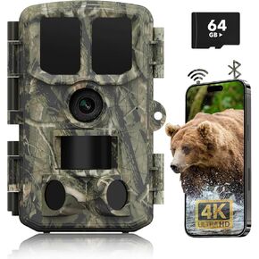 4K 48MP WiFi Bluetooth Trail Camera, Motion Activated IP67 Waterproof Game Camera, 120° Wide Angle, 0.1s Trigger Speed, TrailCam GO App, Ideal for Wildlife Monitoring and Home Security(Green)