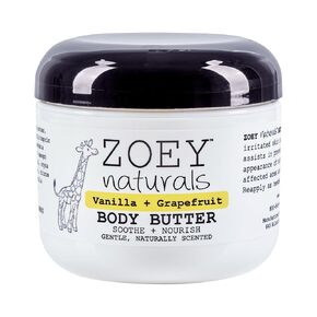 Zoey Naturals Vanilla Grapefruit Body Butter - 4 ounces with Nourishing Shea Butter and Coconut Oil - Paraben Free Vegan, Made in USA