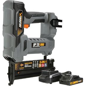 NuMax 18V Cordless 3-in-1 Nail Gun Kit – 2" 16 & 18 Gauge Finish Nailer, Brad Nailer, and Staple Gun – Includes Battery, Charger & Fasteners – S18V31618G