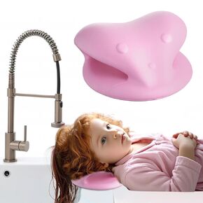 Hair Washing Station for Kids, in Ergonomic Kid Hair Washing Station,Sink Hair Washing Neck Pillow for Wash Time,Portable Hair Wash Basin for Children on Bathtub,or Sink On Floor （Pink）