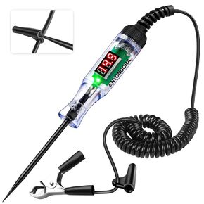 Automotive Test Light with 3-48V LED Digital Display, Automotive Circuit Tester with Voltmeter and Dual Color Polarity Indicator Light, Voltage Test Pen with Stainless Probe