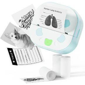 Sticker Printer, Printpods Mini Printer with Stickers, Bluetooth Thermal Inkless Sticker Maker Machine with Multiple Templates for Phone & Tablet, Blue