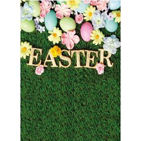 CHAIYA 5X7FT Easter Backdrop Happy Easter Backdrop Spring Green Grass Photography Background Easter Colorful Eggs Backdrop Children Easter Party Backdrop CY258