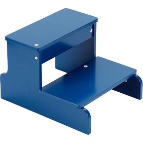 BirdRock Home Wooden Step Stool - Navy Blue – Decorative - Strong Sturdy Wood 2 Steps - Step Helper for Kitchen Sink – Bathroom Toilet Stepping – Lightweight Construction
