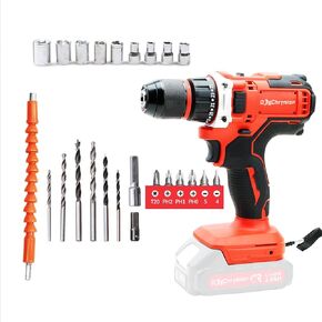 Cordless Drill Set Compatible with Makita 18V Battery, 1500 RPM,36 ft-lbs, Brushless Motor, 3/8'' Chuck, 35+3,Build-in LED, 43 Bits & Sockets,2 * 4.0 Ah Batteries and Charger
