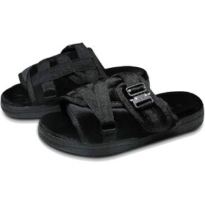 DracoSlides Remastered Slides for Men and Women - Covered in Premium Velour with Adjustable Straps Ideal for Wide/Narrow Feet, Sandals with Arch Support & Slip Resistant, Men & Women Footwear, Black