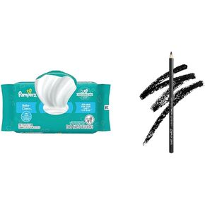Pampers Baby Wipes 72 Count and wet n wild Eyeliner Pencil Cruelty-Free Black Baby's Got Black