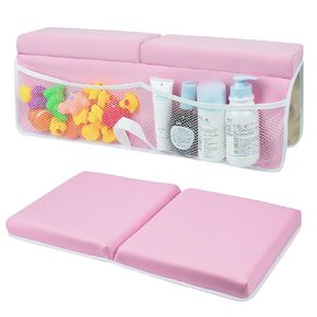 Baby Bath Kneeler and Elbow Rest Pad Set,Soft and Comfortable with 4 Toy Storage Bags,Non Slip and Quick Drying Thick Bath Kneeler and Elbow Rest Pad Set,Ideal Bath Kneeling Pad for Bathing Baby