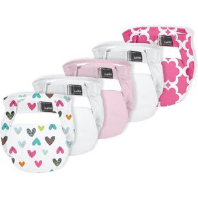 Kushies Baby All-in-One Form-Fitted Washable Cloth Diapers, Adjustable, Reusable, 5 Pack (Neutral)