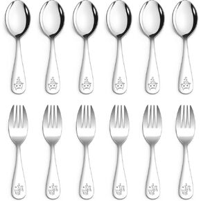 HaWare 10-Piece Stainless Steel Toddler Utensils Set | Food Grade Spoons and Forks Set for Kids, Self Feeding Child Eating Utensils, Metal Silverware Set in Kuwait