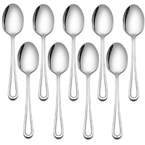 LIANYU 9-Piece Rainbow Toddler Spoons, Kids Baby Spoons Self Feeding, Stainless Steel Children Silverware Set for 2-10 Year Old, Preschooler Cutlery Flatware Set for Home School, Dishwasher Safe
