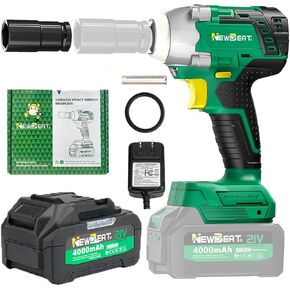 Cordless Impact Wrench, 21V Brushless 1/2 inch Impact Wrench, Electric Impact Gun 2400 RPM Max Torque 330 N.m, with 1 Battery and Charger for Car, Home DIY