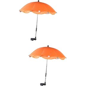 Kisangel Orange Portable Adjustable Chair with Detachable Clip-On Umbrella for Sun Protection