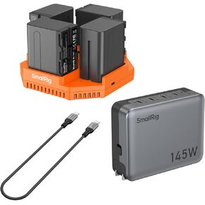 SmallRig NP-F970 4-Slot Battery Charger Set and 145W Charger and 240 USB C to C Cable