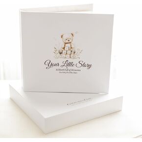 Baby Memory Book | Gender Neutral Baby Book Keepsake for New and Expectant Parents | Baby Photo Memory Box to Record Baby Shower to Age 5 | Baby Milestone Book with Feather Pen