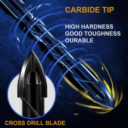 12 PCS Concrete Drill Bit Set for Tile, Brick, Glass, Plastic and Wood, Masonry Drill Bit Set,Tungsten Carbide Tip Work with Ceramic Tile, Wall Mirror, Paver on Concrete or Brick Wall (Type-1) in Saudi Arabia