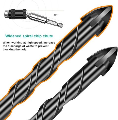 12 PCS Concrete Drill Bit Set for Tile, Brick, Glass, Plastic and Wood, Masonry Drill Bit Set,Tungsten Carbide Tip Work with Ceramic Tile, Wall Mirror, Paver on Concrete or Brick Wall (Type-1) in Saudi Arabia