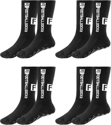 4 Pairs Anti Slip Soccer Socks, Men's grip Socks Soccer Non Skid Ball Socks for Football Basketball Rugby Sports Grip Socks in Saudi Arabia