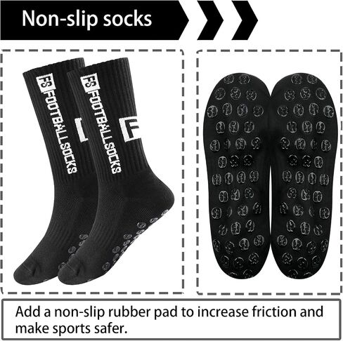 4 Pairs Anti Slip Soccer Socks, Men's grip Socks Soccer Non Skid Ball Socks for Football Basketball Rugby Sports Grip Socks in Saudi Arabia