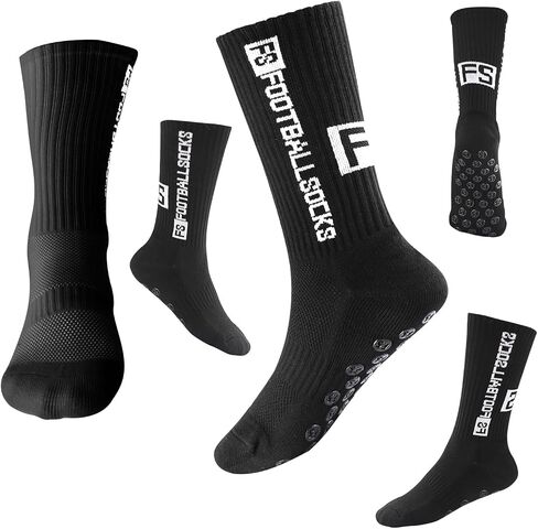 4 Pairs Anti Slip Soccer Socks, Men's grip Socks Soccer Non Skid Ball Socks for Football Basketball Rugby Sports Grip Socks in Saudi Arabia