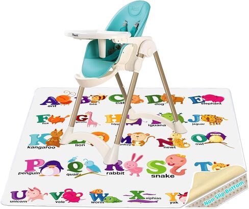 High Chair Splash pad, 51" 51 Non-Slip Waterproof Multi-Purpose Splash pad, Washable Splash pad for high Chair Floor Protection Table Cloth Portable Early Education Picnic Play mat (2) in Saudi Arabia