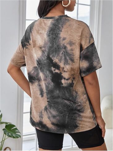 SweatyRocks Women's Maternity Tops Tie Dye Graphic Tees Short Sleeve Loose T Shirt Pregnancy Clothes in Saudi Arabia