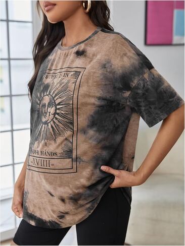 SweatyRocks Women's Maternity Tops Tie Dye Graphic Tees Short Sleeve Loose T Shirt Pregnancy Clothes in Saudi Arabia
