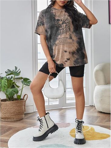 SweatyRocks Women's Maternity Tops Tie Dye Graphic Tees Short Sleeve Loose T Shirt Pregnancy Clothes in Saudi Arabia
