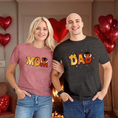 Mom and Dad Shirts Animals Graphic Tees Pregnancy Announcement T-Shirts Gifts for Moms to be Couple Matching Outfits in Kuwait