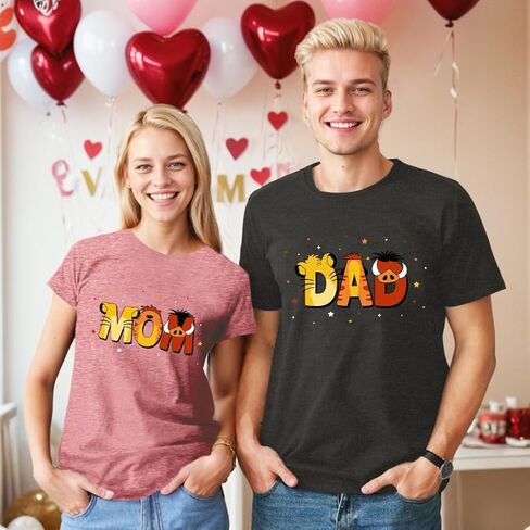 Mom and Dad Shirts Animals Graphic Tees Pregnancy Announcement T-Shirts Gifts for Moms to be Couple Matching Outfits in Kuwait
