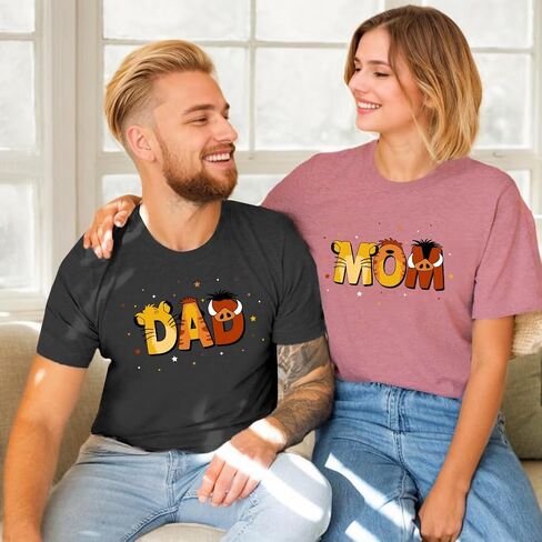 Mom and Dad Shirts Animals Graphic Tees Pregnancy Announcement T-Shirts Gifts for Moms to be Couple Matching Outfits in Kuwait