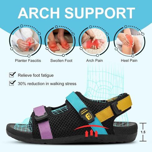 JOINFREE Womens Orthopedic Walking Hiking Sandals Adjustable Open Toe Sports Water Sandals with Plantar Fasciitis Arch Support Thick Athletic Cushion Outdoor Beach Sandals in Saudi Arabia