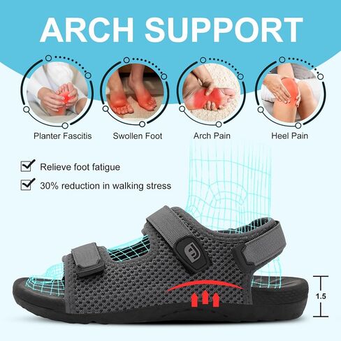joinfree womens orthopedic المشي المشي المشي لمسافات طويلة قابلة للتعديل اصبع القدم الصنادل مياه رياضية مع التهاب اللفافة الأخمصية الدعم سادة ميلية سميكة في الهواء الطلق شاطئ في الهواء الطلق in Saudi Arabia