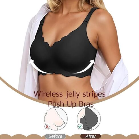 Wireless Push Up Bras for Women, No Underwire Seamless Bras Full Coverage Comfort V Neck Everyday Bras in Saudi Arabia