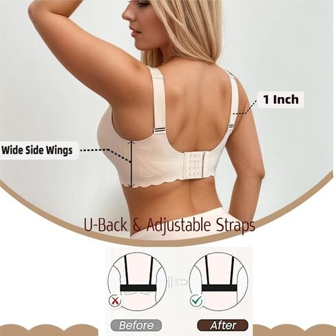 Wireless Push Up Bras for Women, No Underwire Seamless Bras Full Coverage Comfort V Neck Everyday Bras in Saudi Arabia