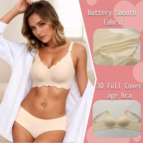 Wireless Push Up Bras for Women, No Underwire Seamless Bras Full Coverage Comfort V Neck Everyday Bras in Saudi Arabia