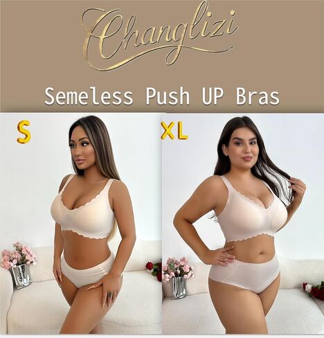 Wireless Push Up Bras for Women, No Underwire Seamless Bras Full Coverage Comfort V Neck Everyday Bras in Saudi Arabia