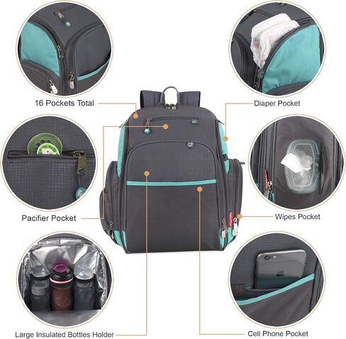 Fisher-Price Large Multi-Pocket Multifunction Kaden Baby Diaper Bag Backpack for Infant Boys & Girls (Black) in Saudi Arabia