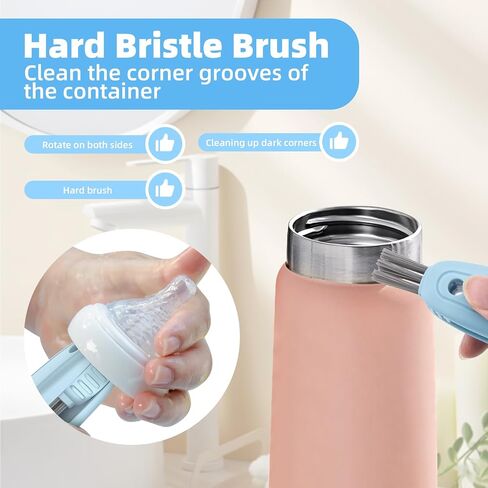 SharkBrush-3 in 1 Cup Lid Gap Cleaning Brush Set, 3Pcs Bottle Gap Cleaner Brush, Silicone Cup Lid Brush, Multifunctional Bottle Brush, Cleaning Tools for Home Kitchen Office (3, Multicolor) in Kuwait