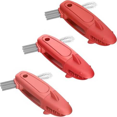 SharkBrush-3 in 1 Cup Lid Gap Cleaning Brush Set, 3Pcs Bottle Gap Cleaner Brush, Silicone Cup Lid Brush, Multifunctional Bottle Brush, Cleaning Tools for Home Kitchen Office (3, Multicolor) in Kuwait