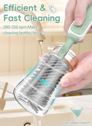 Electric Bottle Brush Cleaner, Baby Bottle Brush Travel Set, 360° Efficient Cleaning, Durable 2000 mAh Battery, Travel Bottle Brush Set with Drainage Rack and Storage Box, Baby Travel Essential in Kuwait
