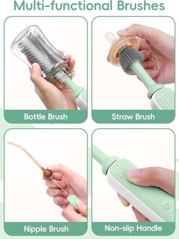 Electric Bottle Brush Cleaner, Baby Bottle Brush Travel Set, 360° Efficient Cleaning, Durable 2000 mAh Battery, Travel Bottle Brush Set with Drainage Rack and Storage Box, Baby Travel Essential in Kuwait