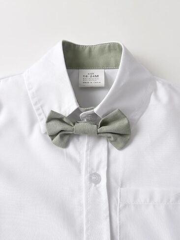 Boarnseorl Baby Boys Pants Sets,Toddler Gentleman Outfits, Infant Long Sleeve Shirt + Pants + Bow Tie + Suspenders in Kuwait