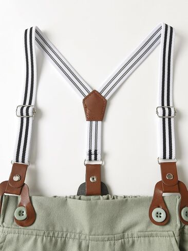 Boarnseorl Baby Boys Pants Sets,Toddler Gentleman Outfits, Infant Long Sleeve Shirt + Pants + Bow Tie + Suspenders in Kuwait