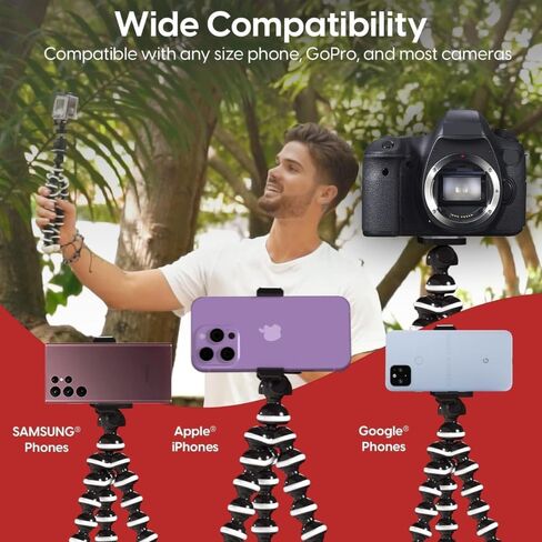 10‘’ Octopus Flexible Tripod Camera + Action Cam Mount Stand, GoPro Tripod Compatible with GoPro Hero13 Hero12 Hero11 Hero10 Max Hero 13 12 11 Mini 10 9 8 Fusion DJI Osmo Action 5 Akaso Brave in Saudi Arabia