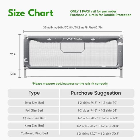 FAMILL Bed Rail for Toddlers Toddler Bed Rail 74.8in in Saudi Arabia