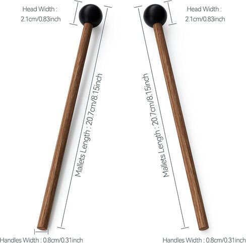 Tongue Drum Mallets, Bell Mallets Glockenspiel Sticks, Rubber Xylophone Mallet Percussion with Wood Handle, 8.3", Black in Saudi Arabia